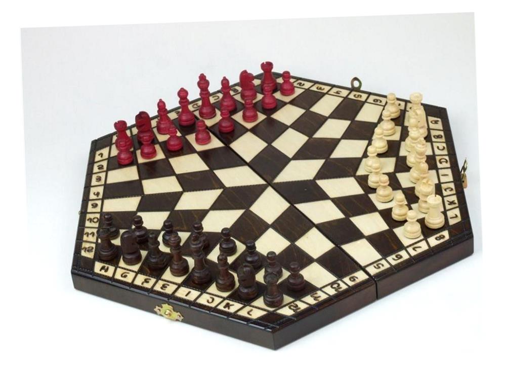 SZACHY 3-OSOBOWE DREWNIANE ABINO