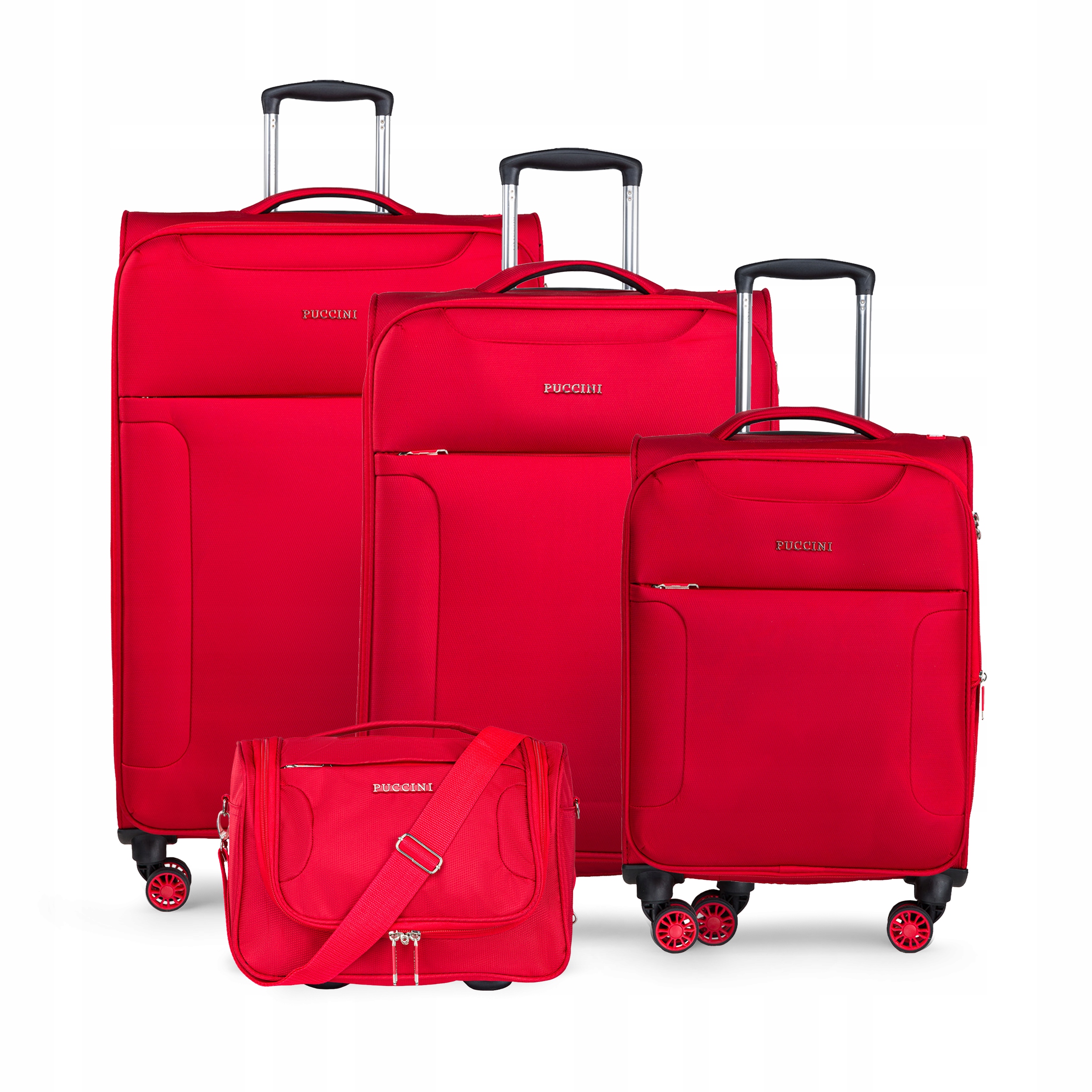 Puccini Zestaw Walizek Podróżnych Materiałowe Komplet Kuferek Miękkie 4w1
