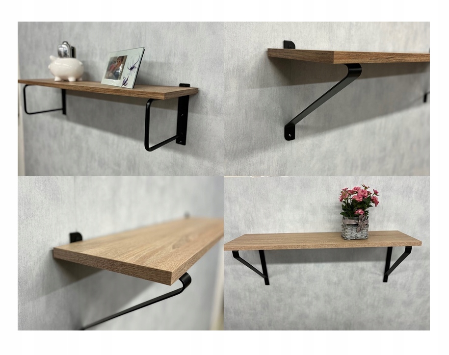 Półka wisząca ścienna loft industrial 22,5cm x52cm