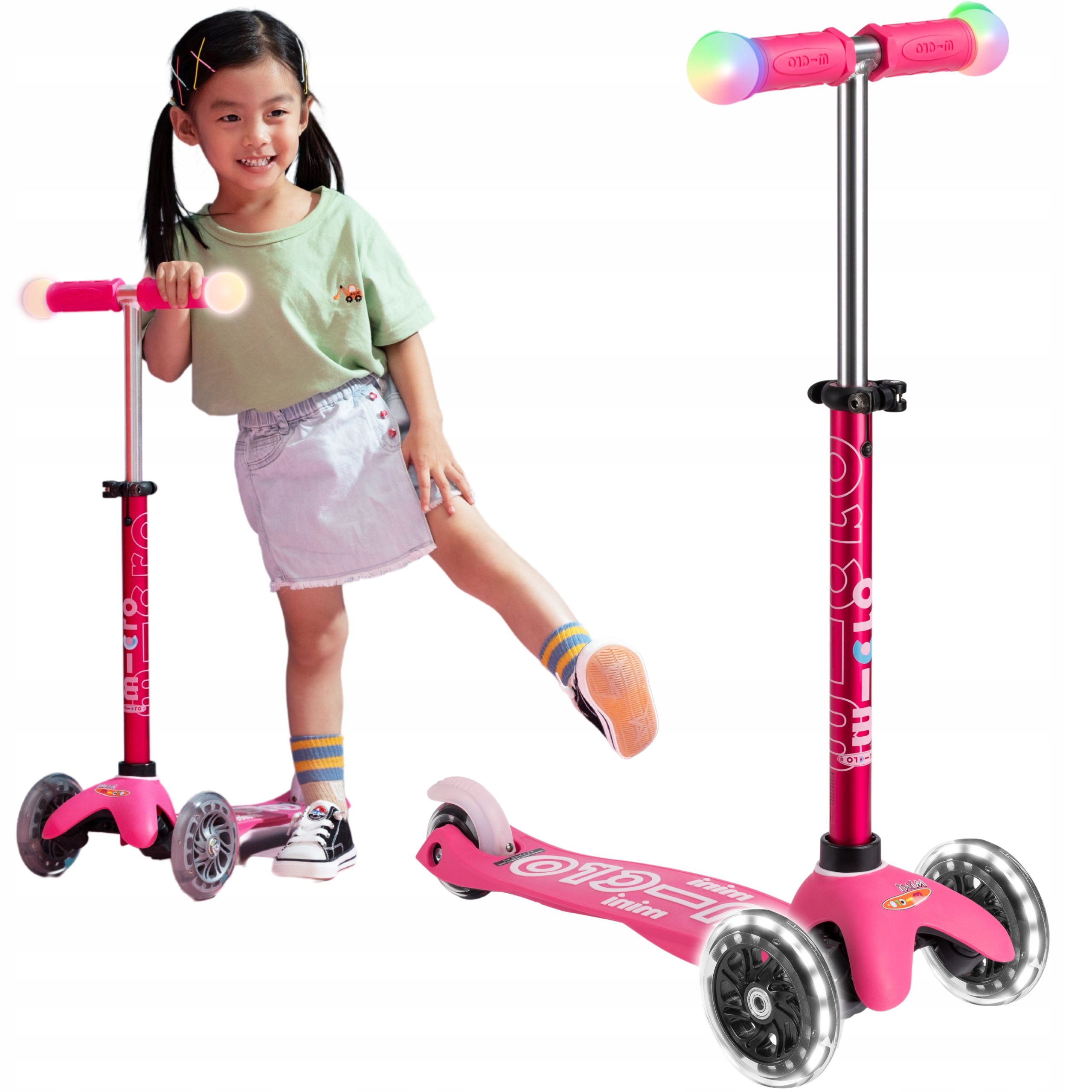 Hulajnoga Trójkołowa dla Dzieci Micro Deluxe Magic Led Koła Led Różowa