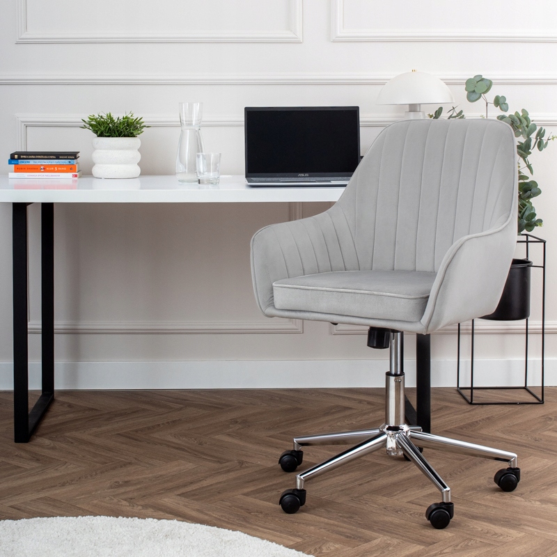 KRZESŁO BIUROWE OBROTOWE WELUROWE PIKOWANE FOTEL DO BIURKA PIKOWANY VELVET Maksymalna wysokość siedziska 49 cm