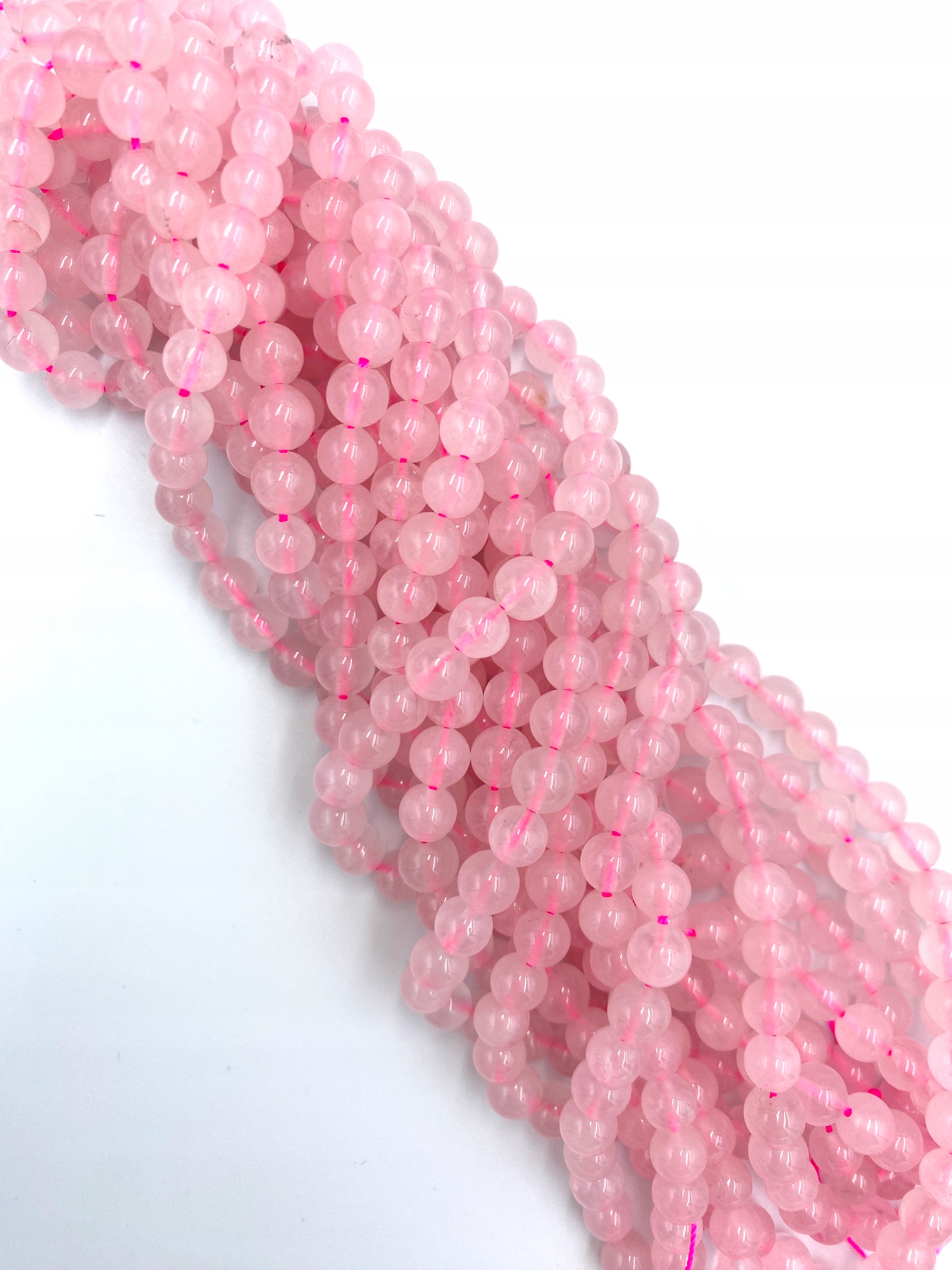 Kwarc różowy kula 6 mm naturalny sznur 37 cm