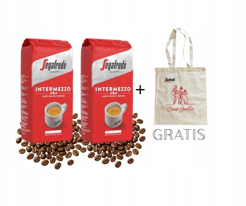 Levně Káva zrnková Segafredo Intermezzo 2*1 kg taška Bonus