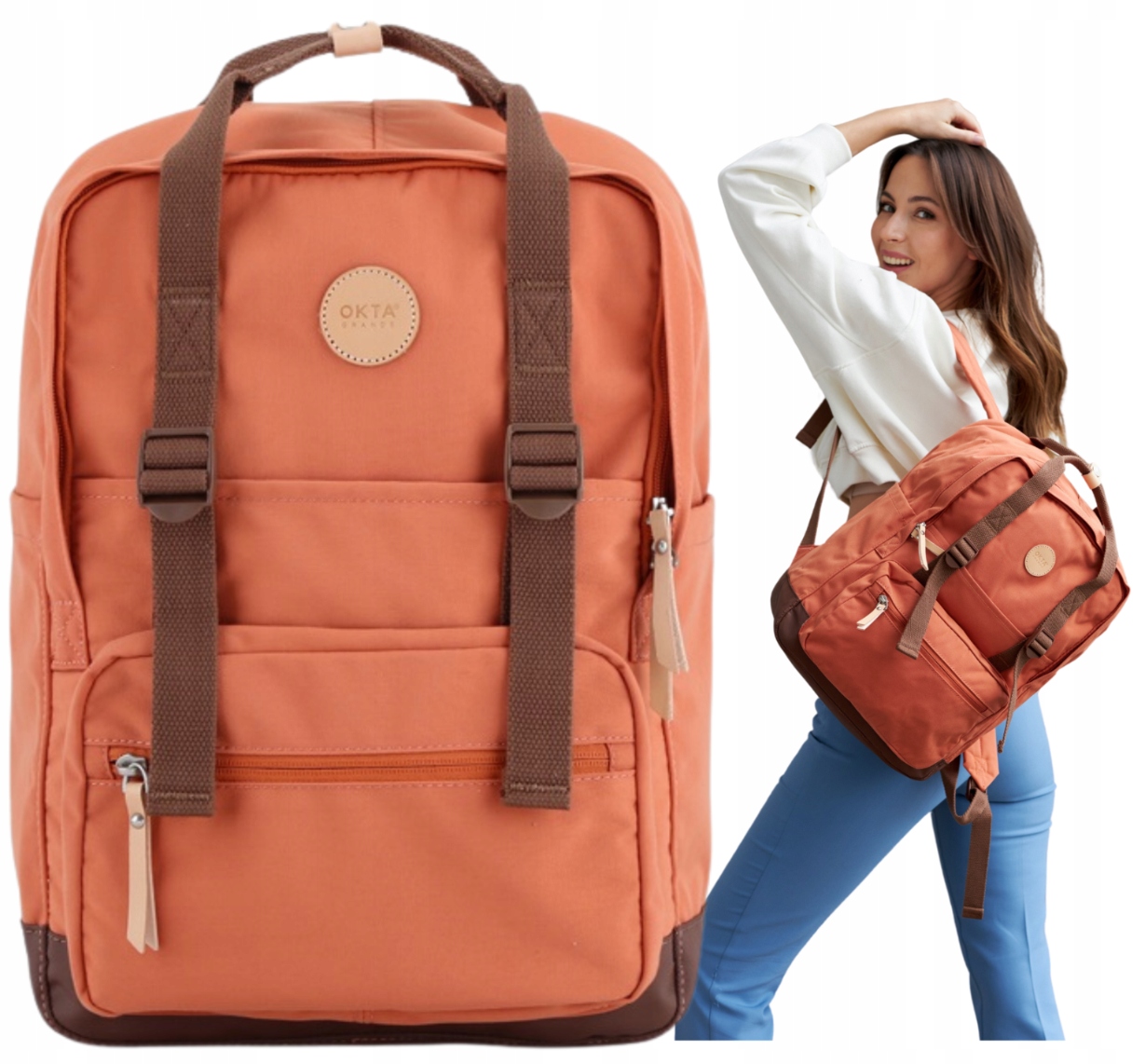 Damski Himawari plecak duży pojemny miejski modny z przegrodą na laptopa