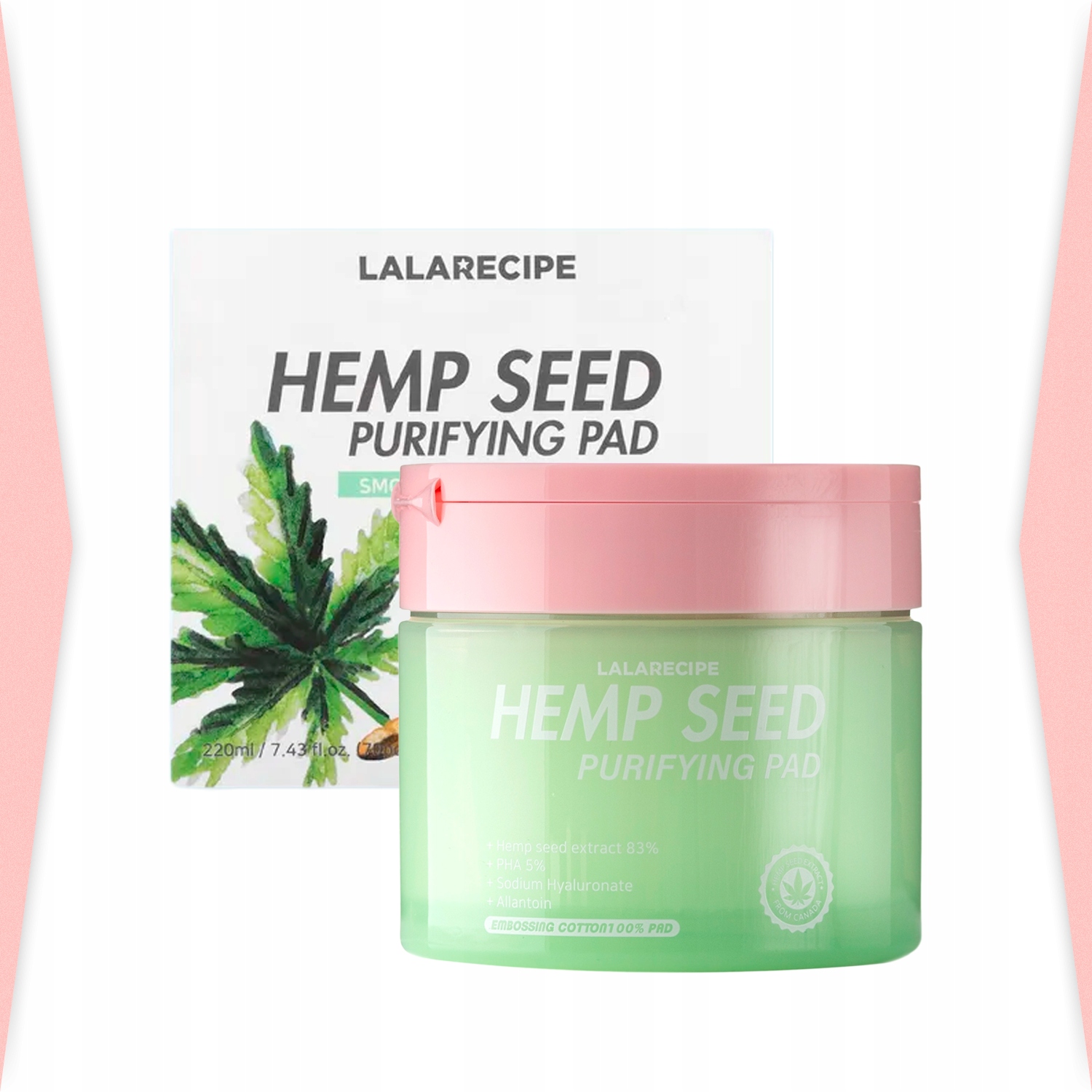 Konopné vločky na obličej LalaRecipe Hemp Seed Purifying Pad 70ks Zklidňující