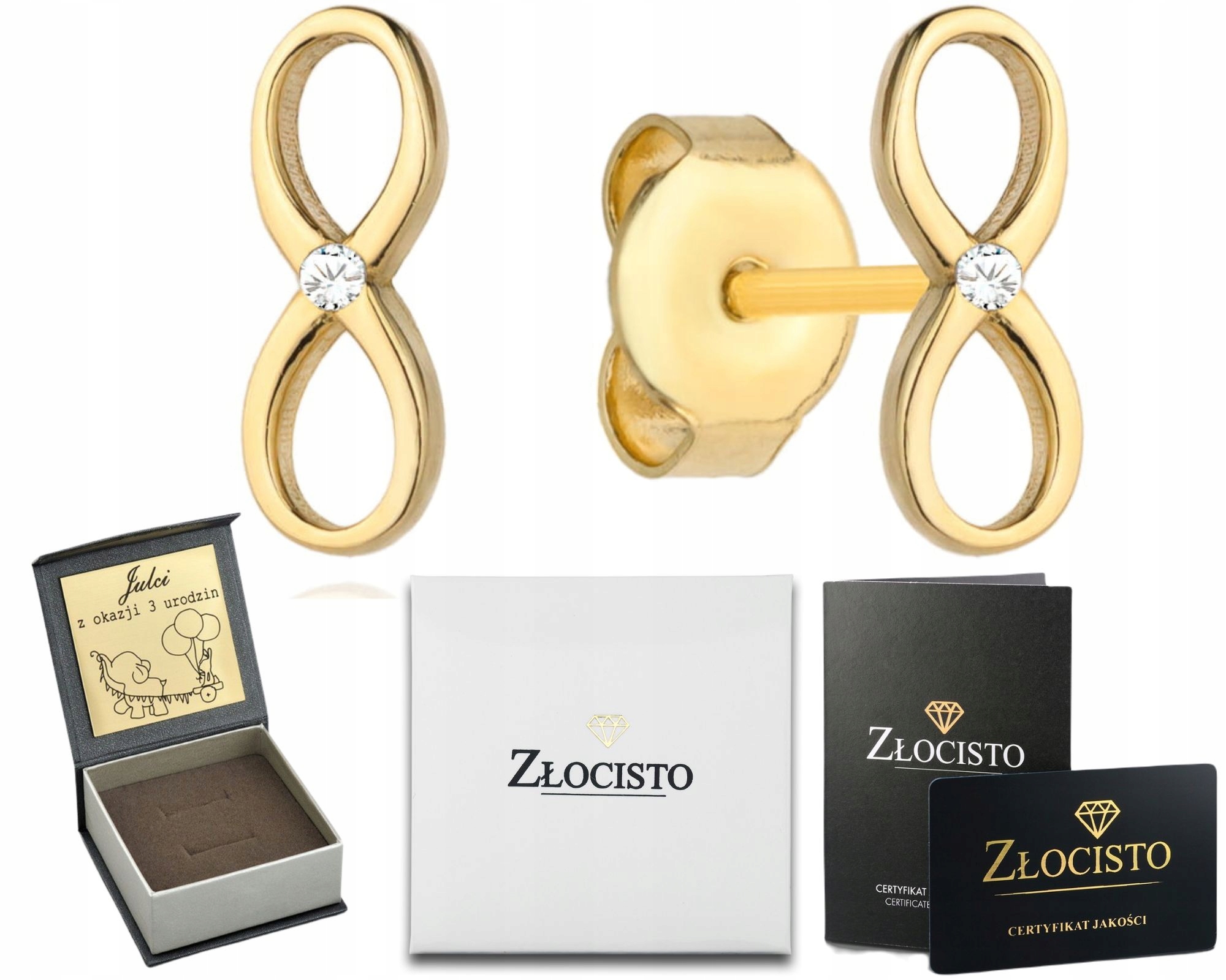 Zlaté Náušnice Znamení Nekonečna 585 Šrouby