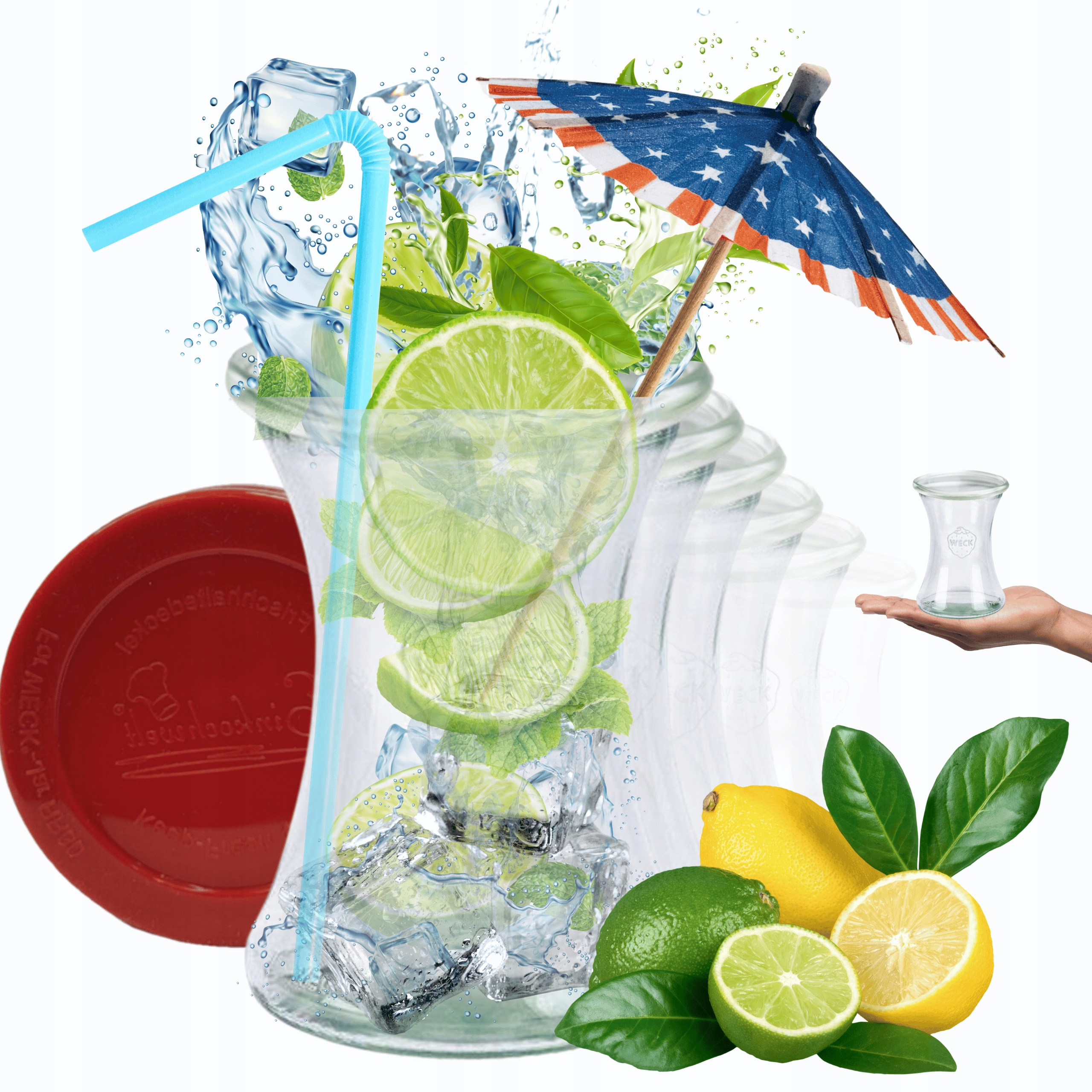 Poháre Weck 370 ml poháre Deli žiaruvzdorné silikónové viečka 12ks Trvanlivé