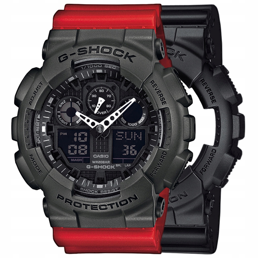 Sada G-shock GA-100-1A1ER Šedá Červená