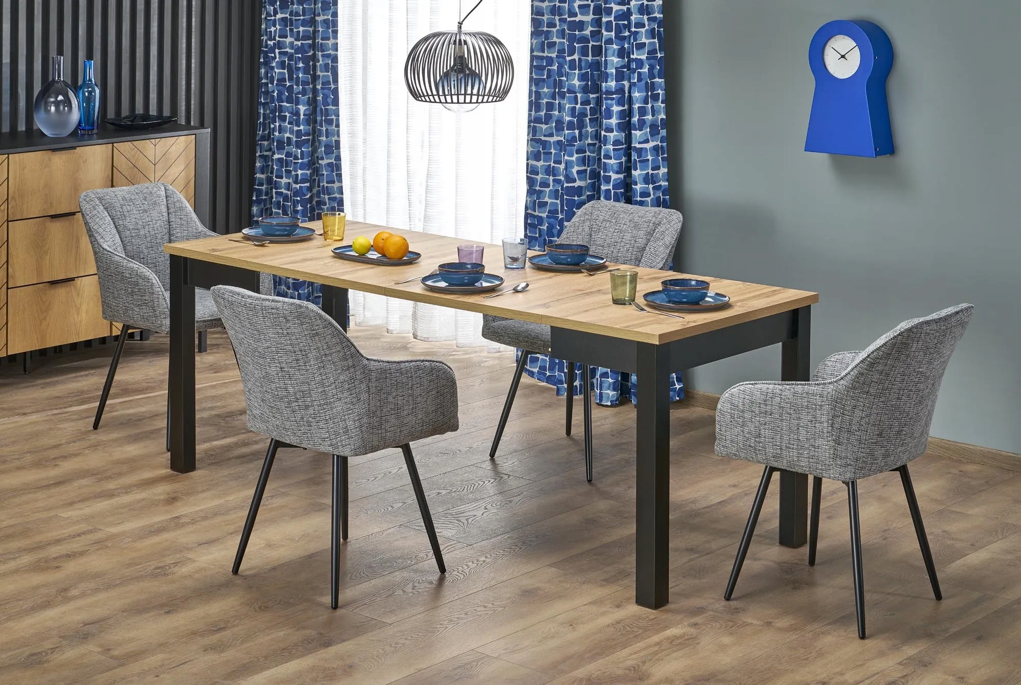 Stół Qubik 80x80 Halmar Rozkładany Kwadratowy Dąb Artisan Czarny