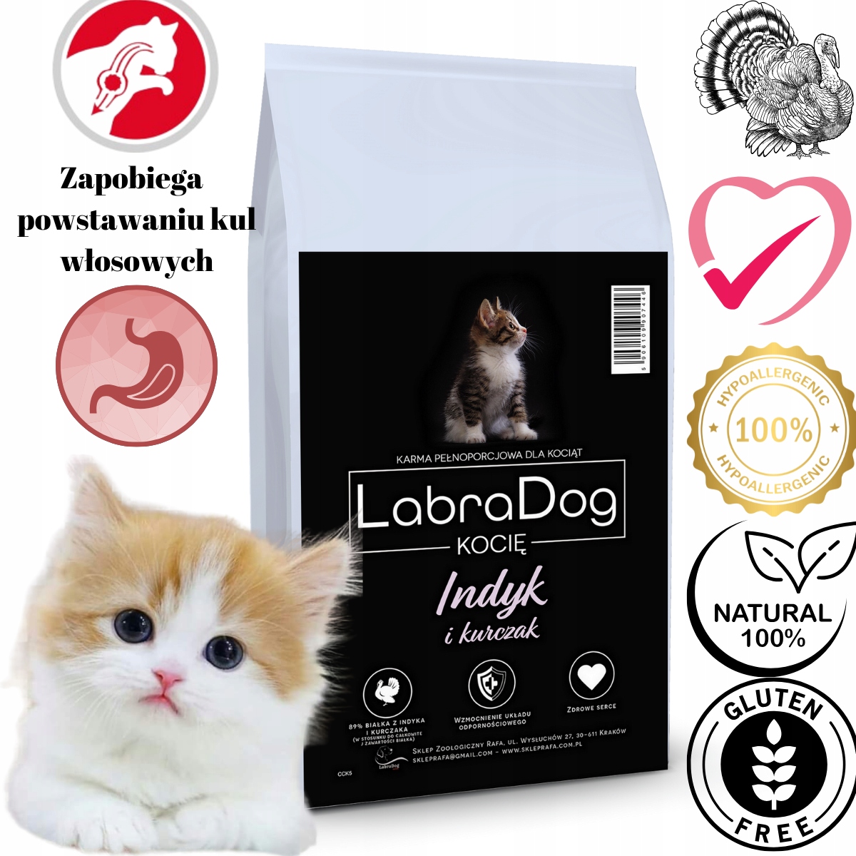 Krmivo suché pro koťata Krůta s kuřecím masem bez obilovin a konzervantů 5 kg