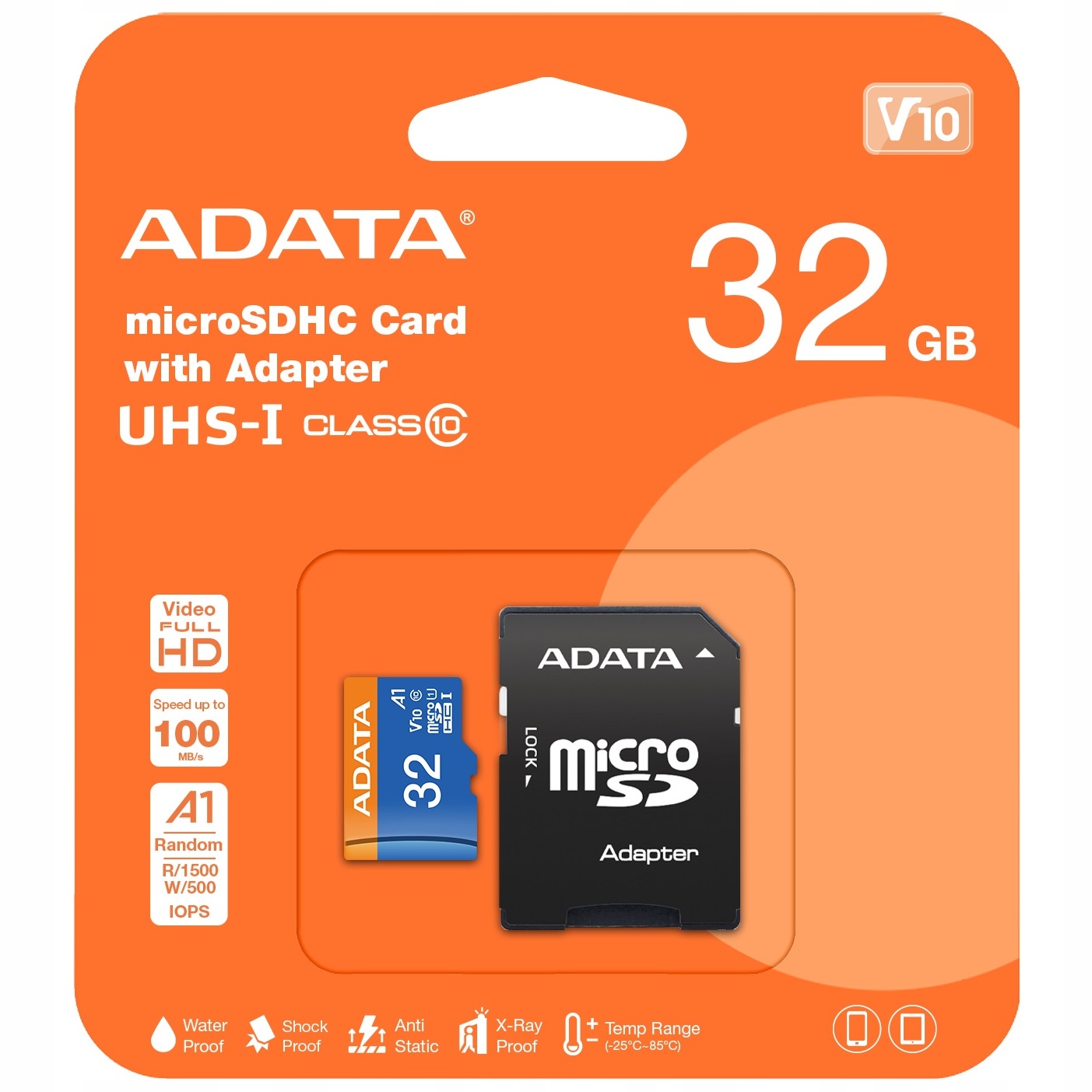 Karta micro 32GB microSD A-Data mikro CL10+adapter Kod producenta AUSDH32GUICL10A1-RA1