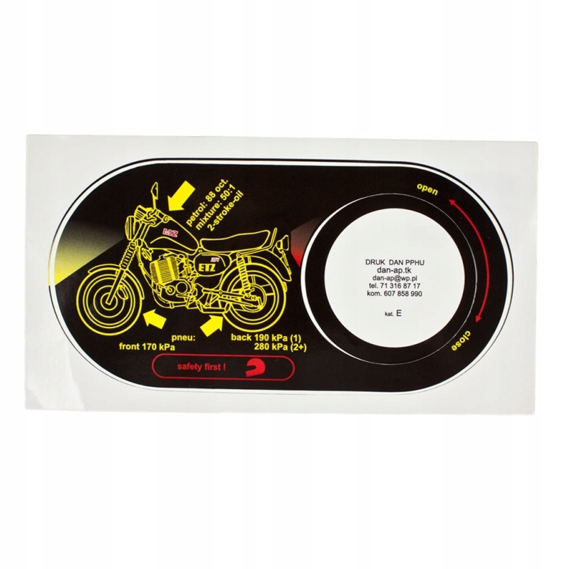 Naklejka zbiornika paliwa wokół wlewu - MZ ETZ251 - wzór ORG