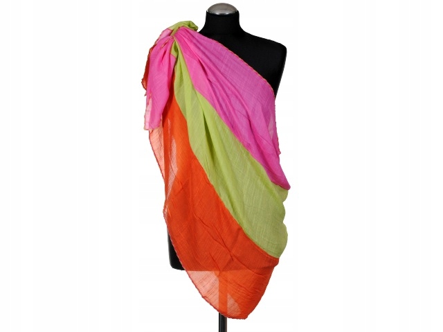 PRZEWIEWNE PAREO PLAŻOWE KOLOROWE TRZY PASY 180-01