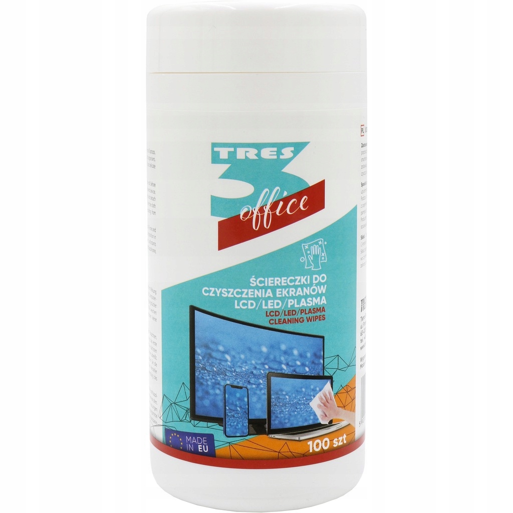 

Ściereczki do monitorów LCD tuba 13,5x15 a'100 Tre
