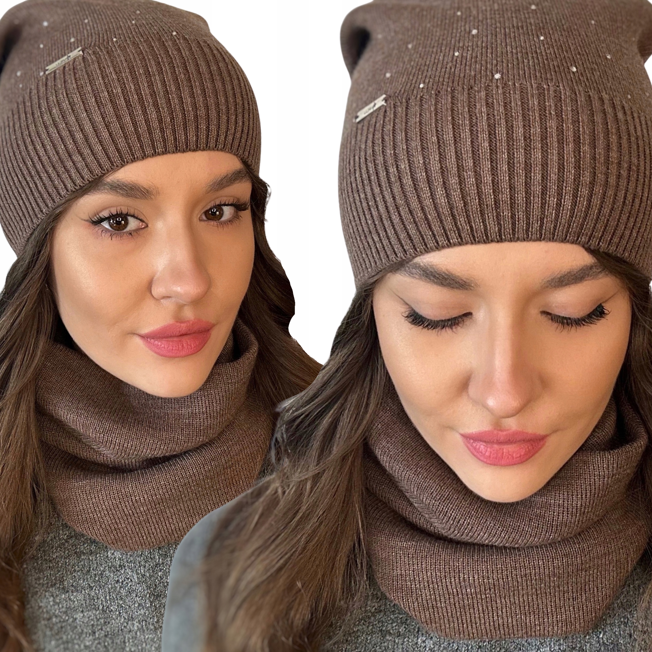 KOMPLET DAMSKI CZAPKA KOMIN WIOSNA JESIEŃ LEKKI ELEGANCKI POLSKI FANGO 2918