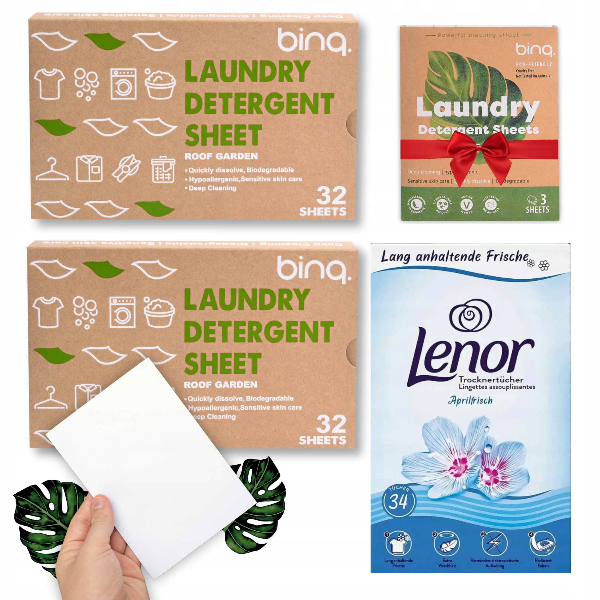 Levně Prací listy 64 pro bílé prádlo barva místo Kapslí +DÁREK+LENOR34