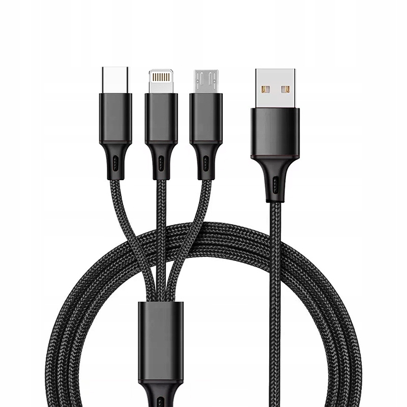 

Kabel 3W1 Usb Micro Lightning Type-c 1,2M Szybki