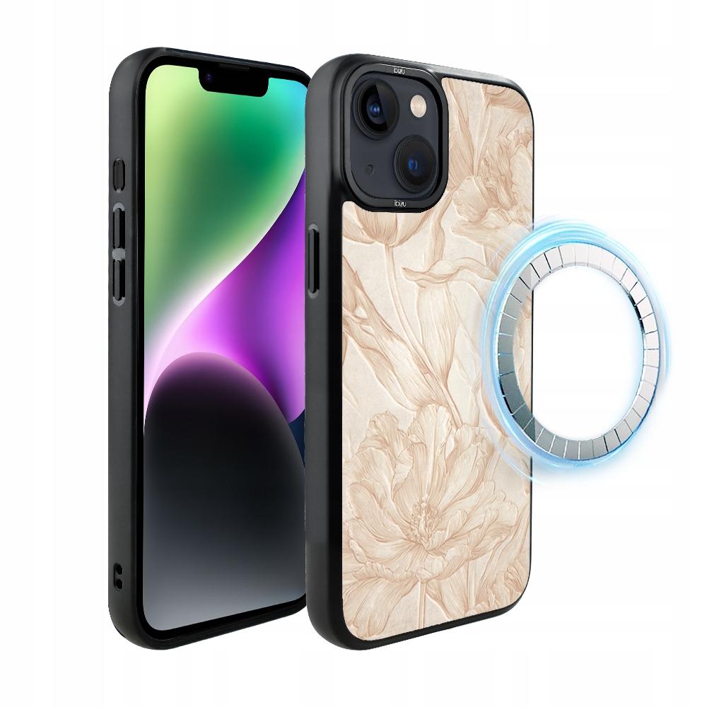 Pouzdro pro iPhone 14 Ibizu DropGuard Matt s MagSafe, botanický biskvit