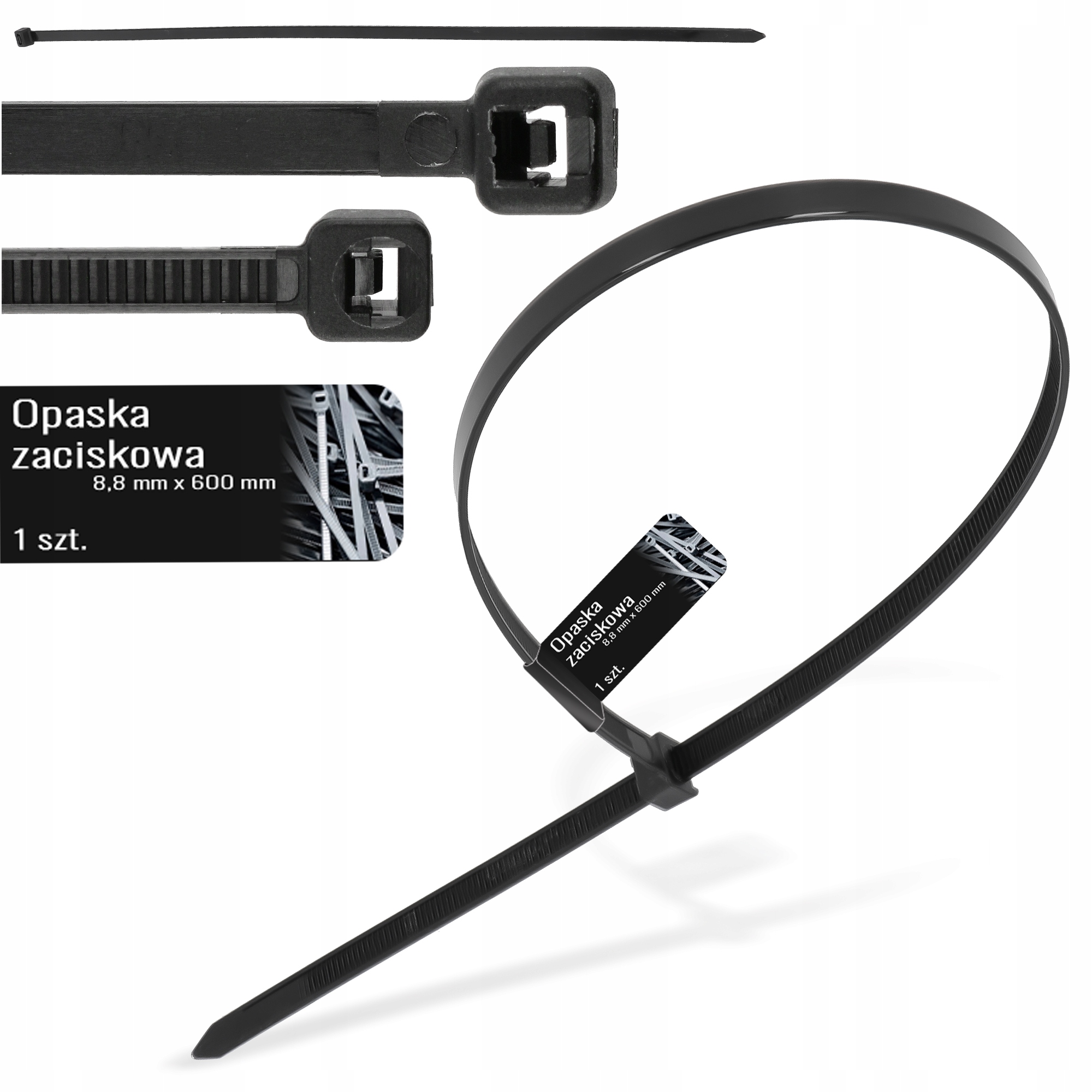 Opaska Zaciskowa Trytki Kablowe Ziperki 8,8 x 600 mm Mocne Uv Trytytka Gr
