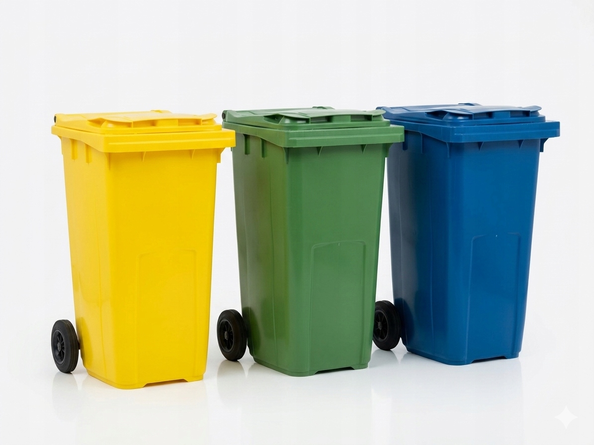 Kosz Pojemnik Kontener Na Odpady Śmieci 120l x3 Zestaw Segregacja Komplet