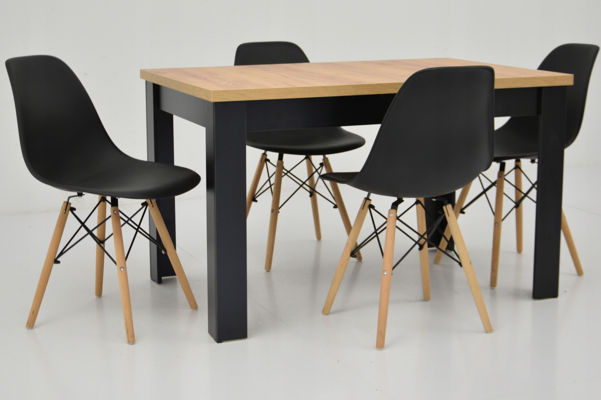 Zestaw 4 krzesła i stół 80x120/160 BLAT DĄB CRAFT Kształt blatu prostokątny