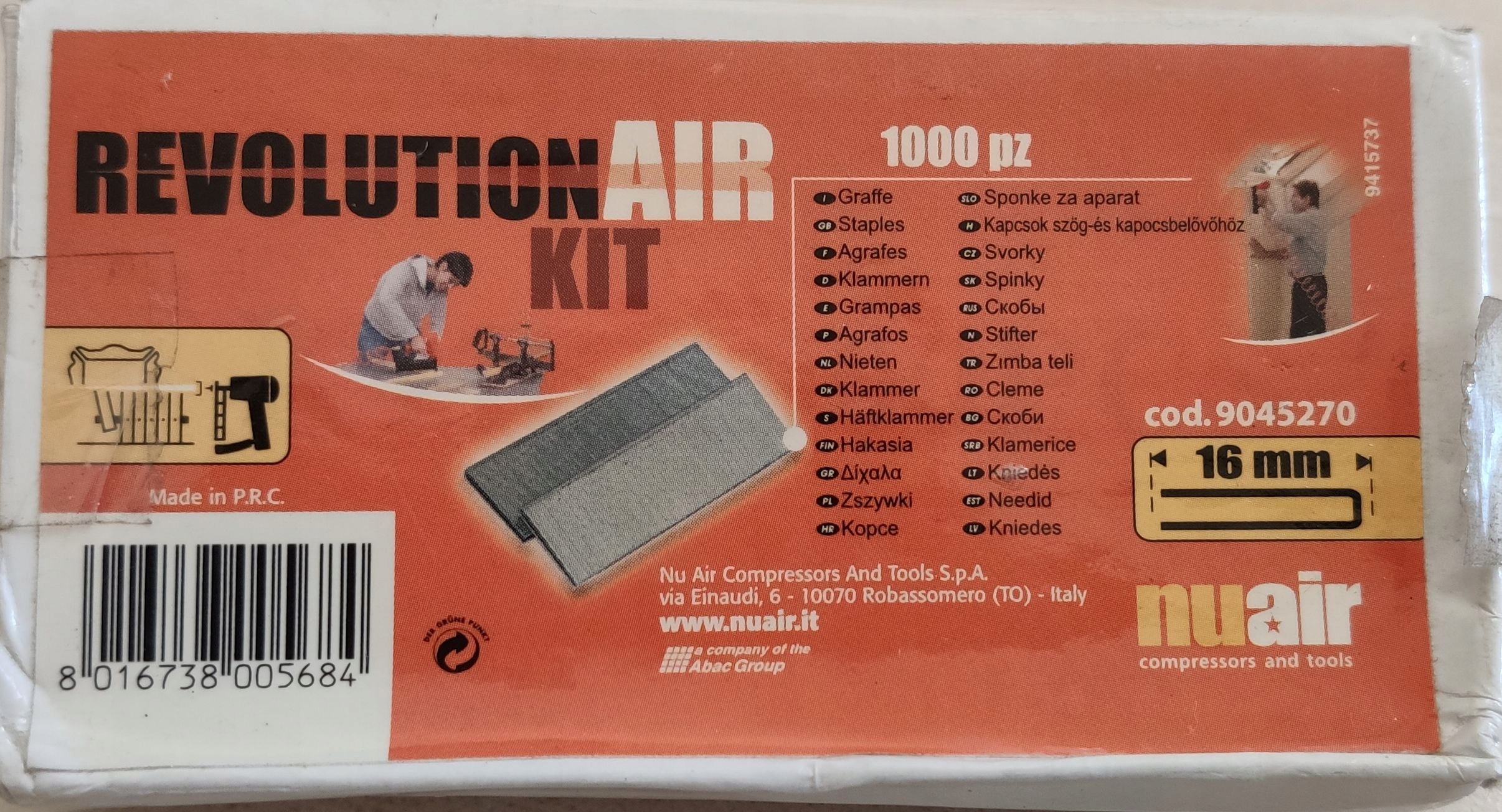 NUAIR Zszywki 16mm 1000szt 9045270 zszywacz pneumatyczny