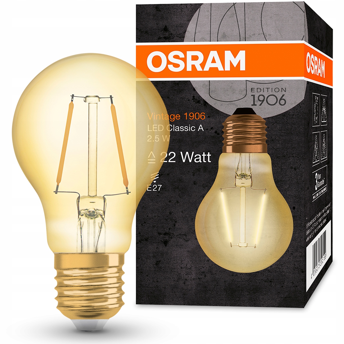 

Żarówka Dekoracyjna Led E27 A60 2,5W 2400K Osram