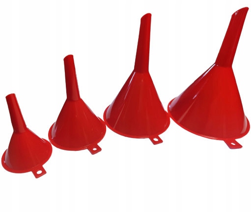 LEJEK DO PŁYNÓW LEJKI 4szt czerwone 52,73,95,116mm