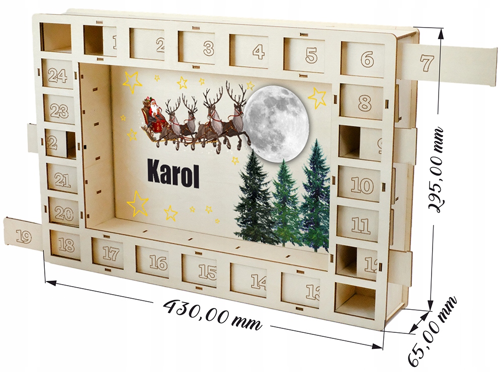 KALENDARZ ADWENTOWY DREWNIANY domek NA ŚWIĘTA Marka upominki_pl