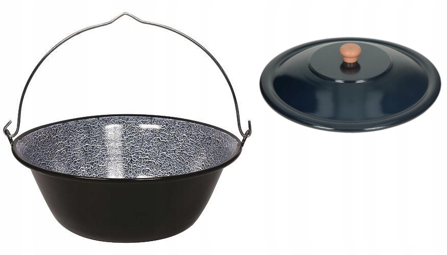 KOCIOŁEK KOCIOŁ EMALIOWANY WĘGIERSKI 6L POKRYWKA