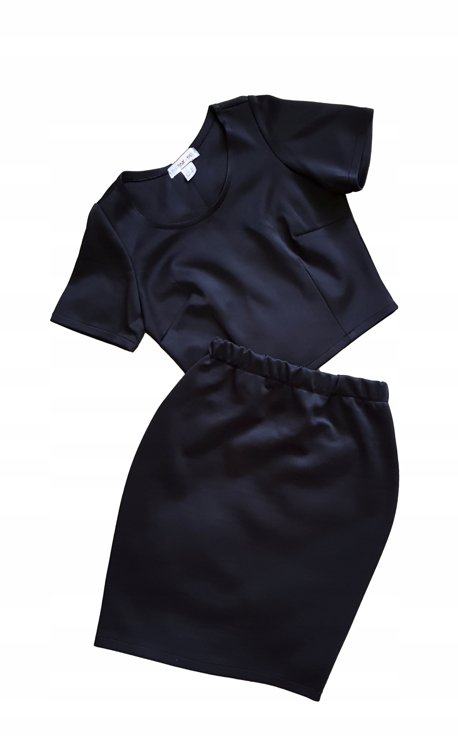 KOMPLET CZARNY TOP + SPÓDNICZKA MIDI ołówkowa S/M Rozmiar S/M