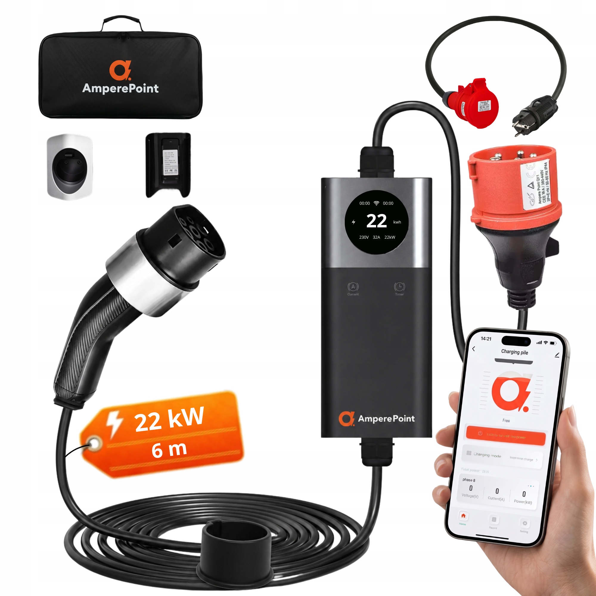 Prenosná nabíjacia stanica do auta typ 2 Q 22Kw redukcia 32A->Schuko230V