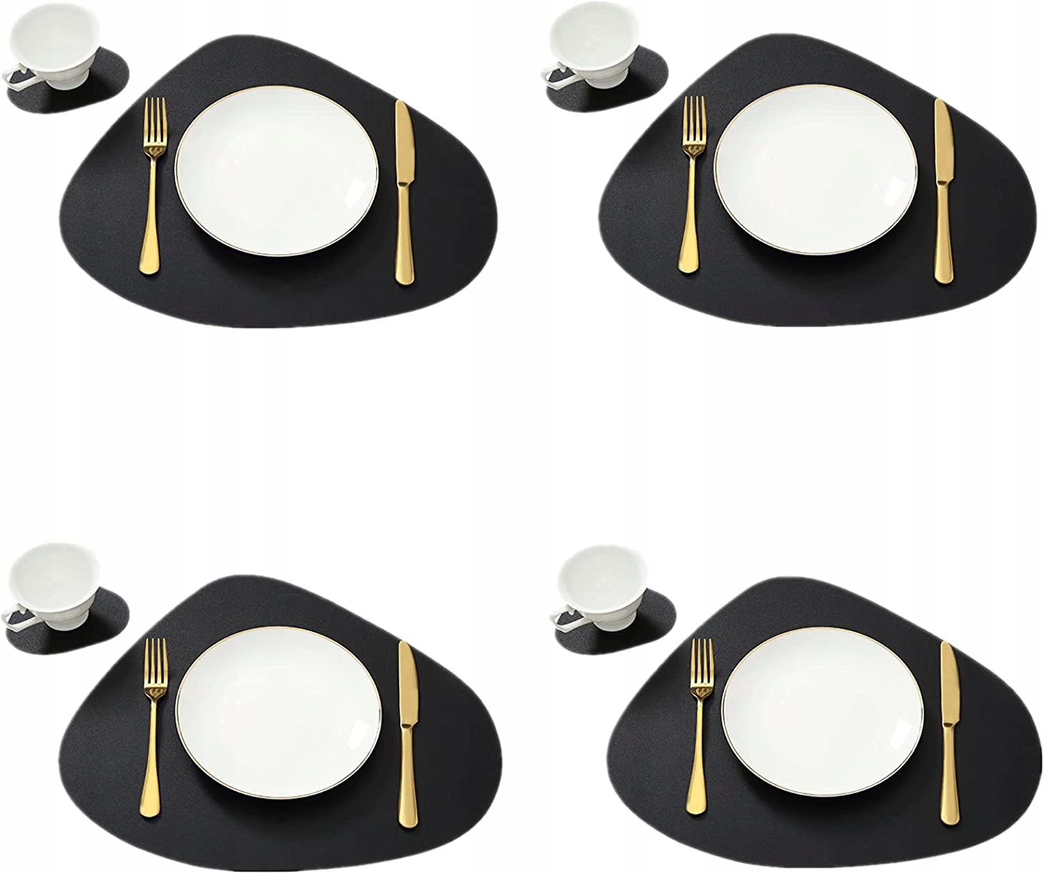 

Zestaw podkładek pod talerze i kubki, czarne 4szt.