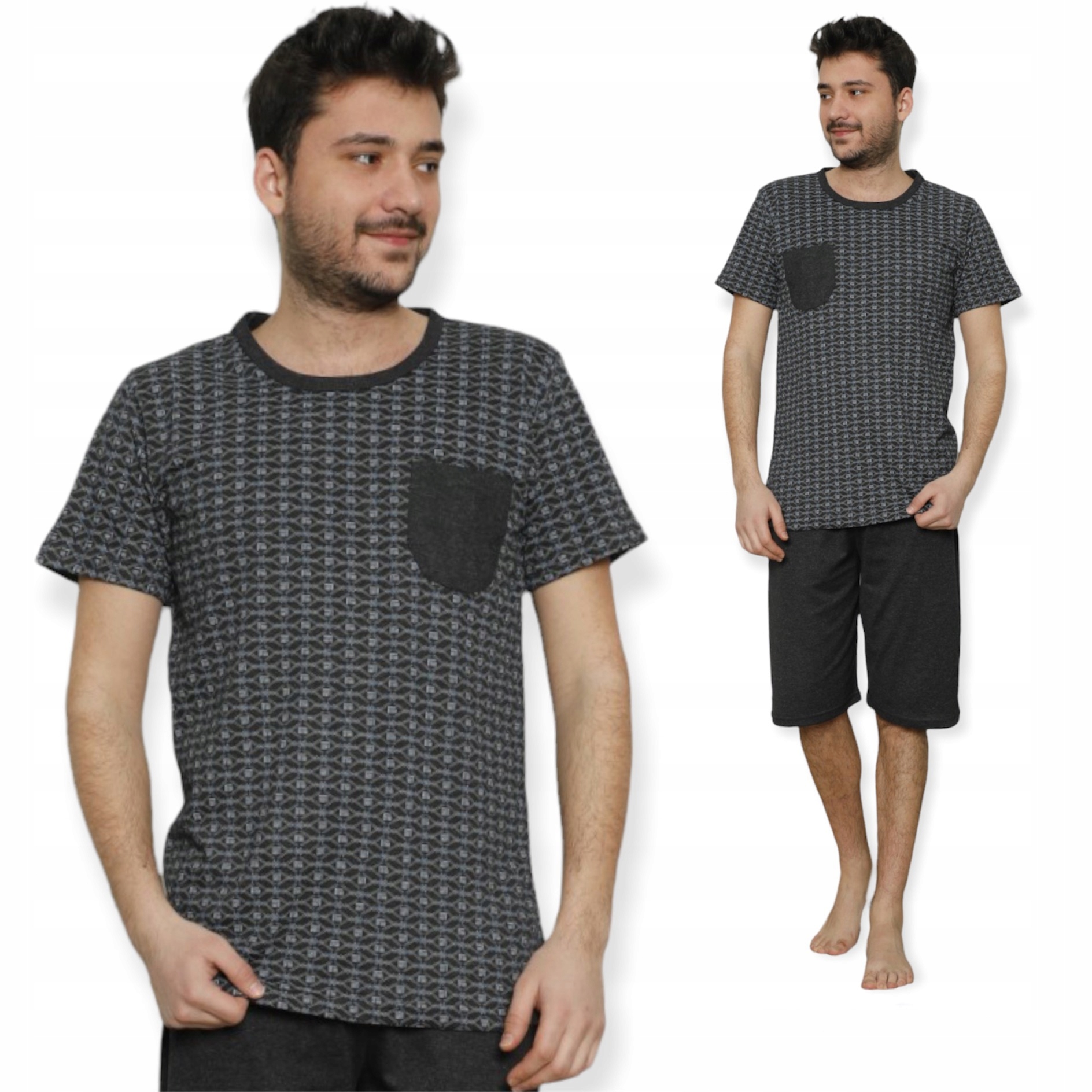 

Piżama Męska Krótki Rękaw Krótkie Spodenki/bawełna