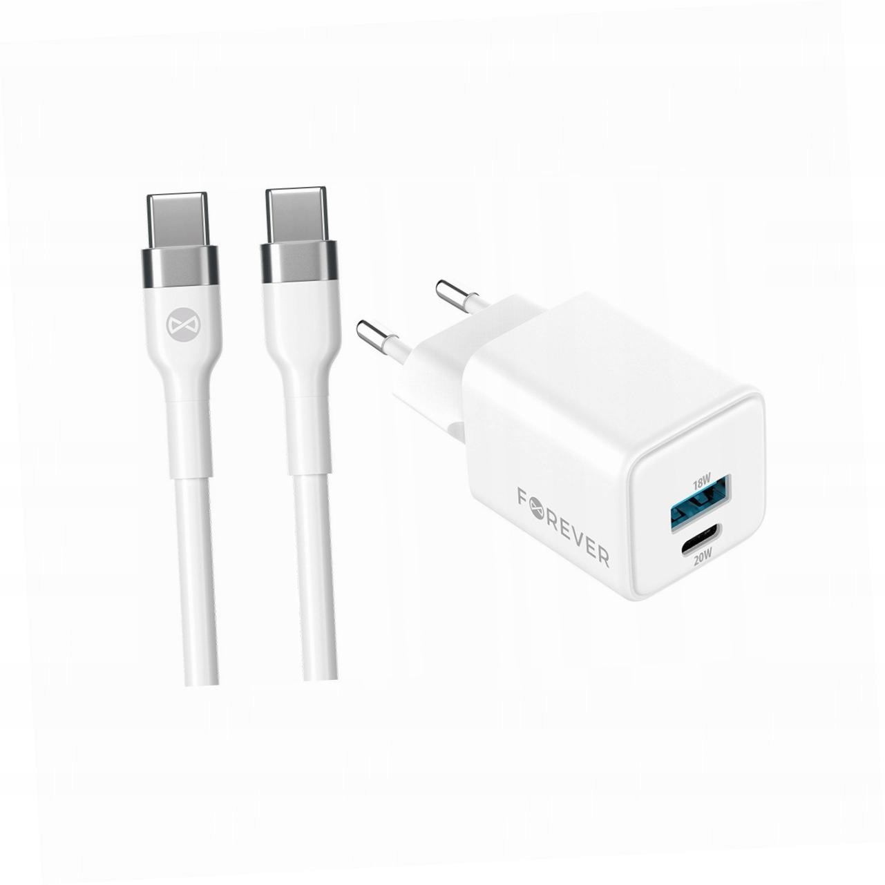 Szybka ładowarka GaN 20W 2 wejścia Usb i Usb-c z kablem do Tcl 50 5G