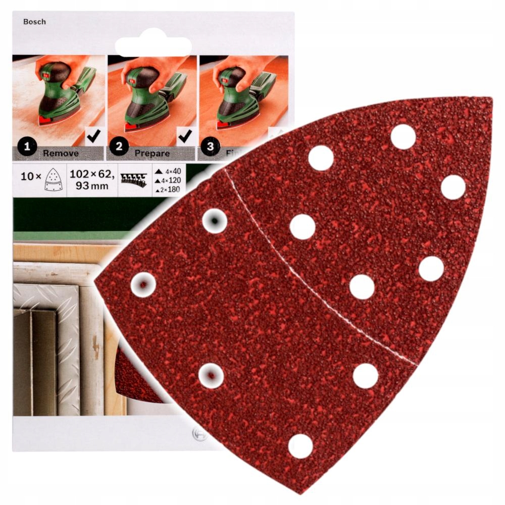 

Papier ścierny Bosch 102x62/93 gr.40/120/180 10szt