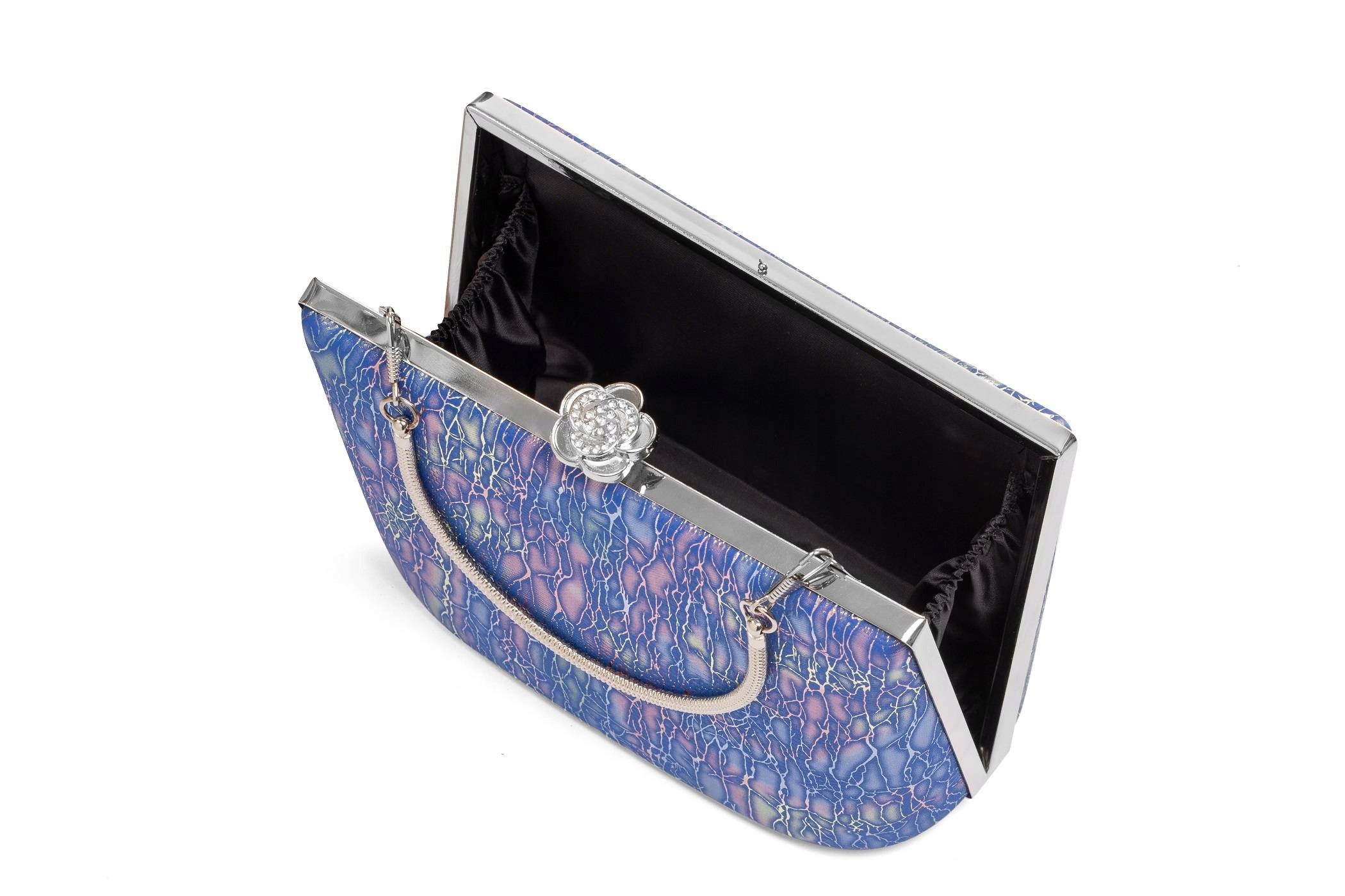 TOREBKA WIZYTOWA PUZDERKO MAŁA ELEGANCKA TORBA WIECZOROWA NA BIGIEL BOX Odcień fuksja