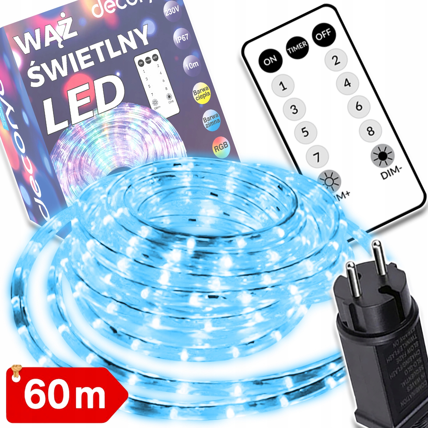 Led Světelná Hadice Vánoční Osvětlení Na Stromeček Ozdobné 60 M Voděodolné IP67 S Dálkovým Ovládáním