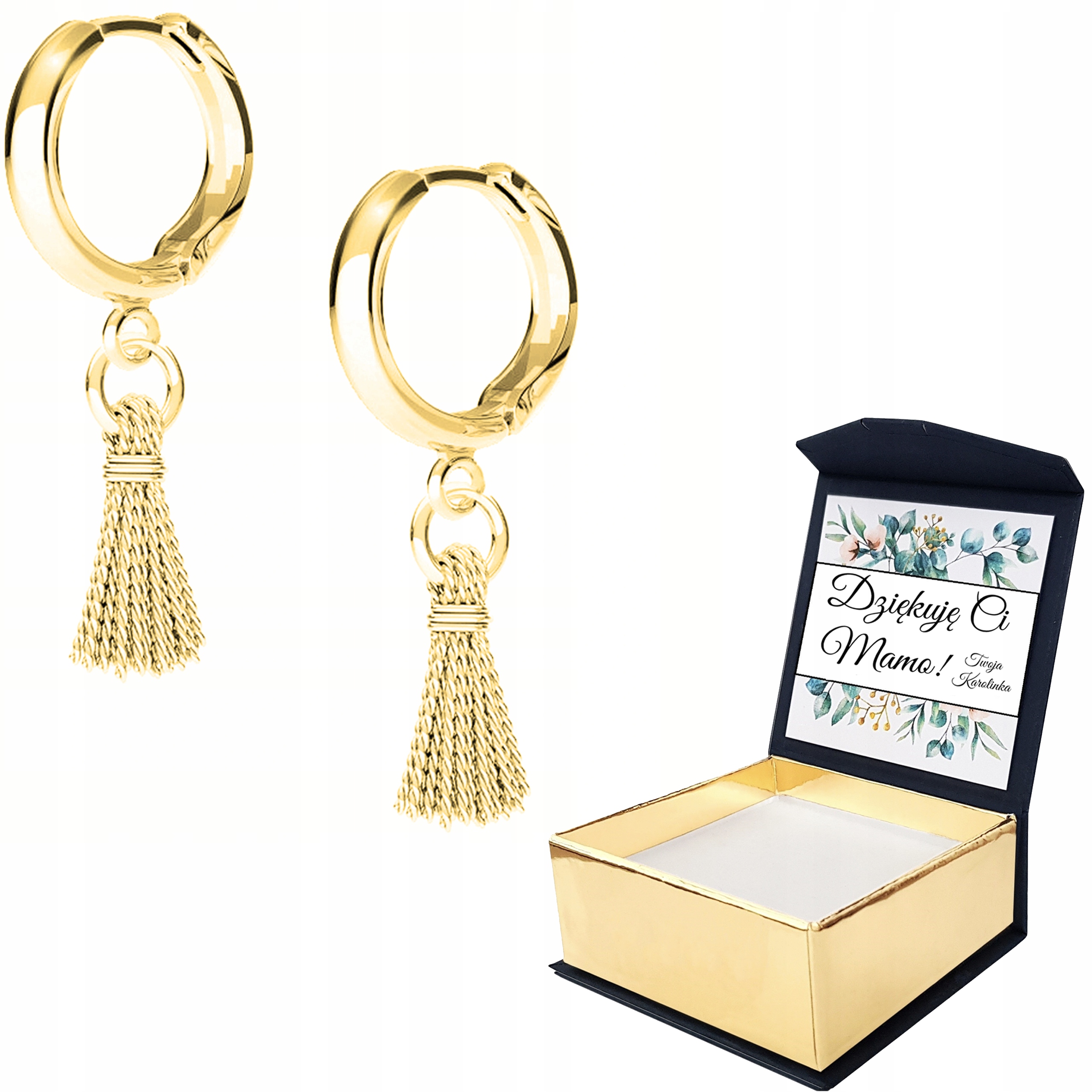 Náušnice zlaté Chvost Šňůra Šňůrka Vlastní Potisk