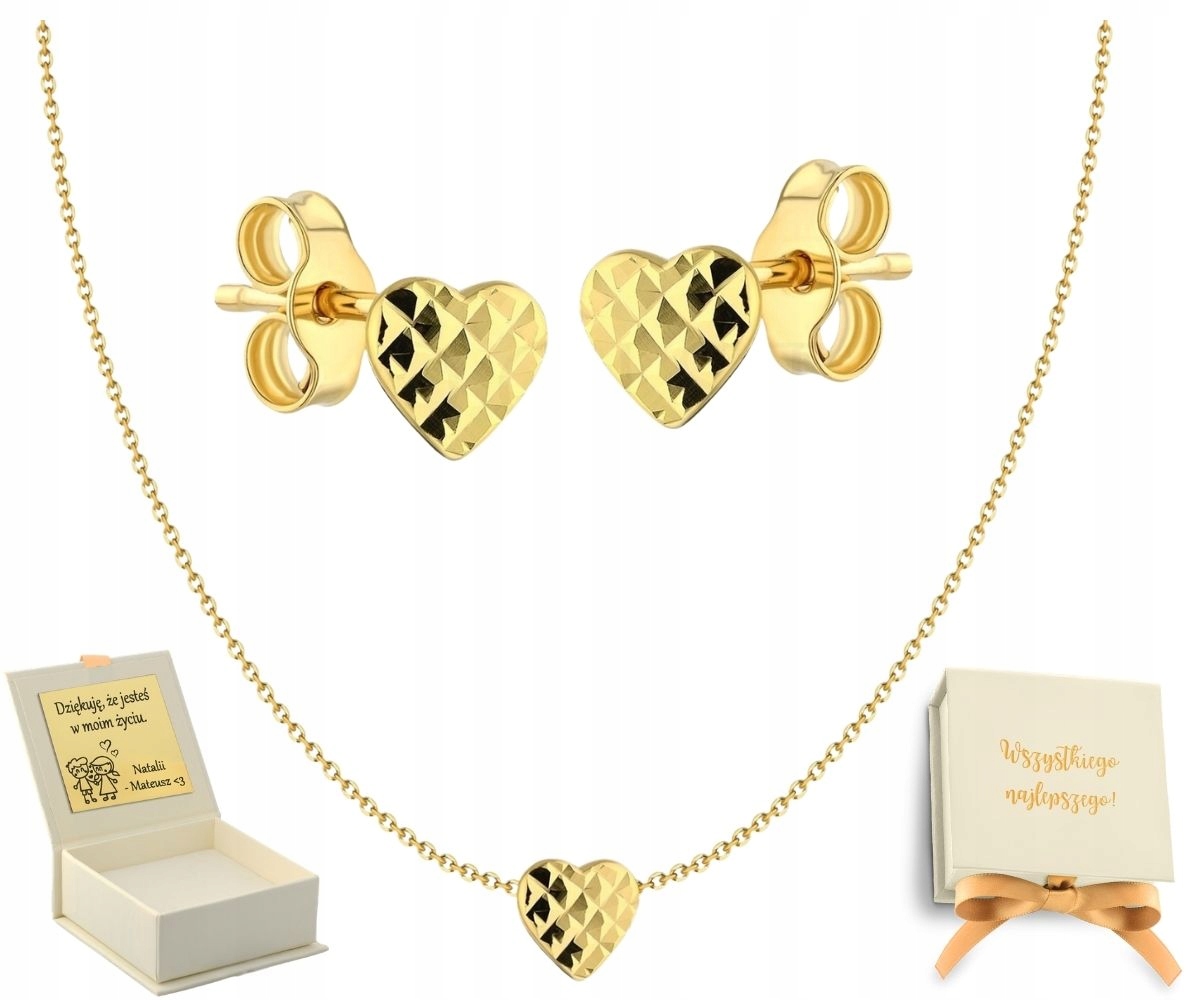 Komplet Náušnice Náhrdelník Diamantové Srdce Efekt Stříbro 925