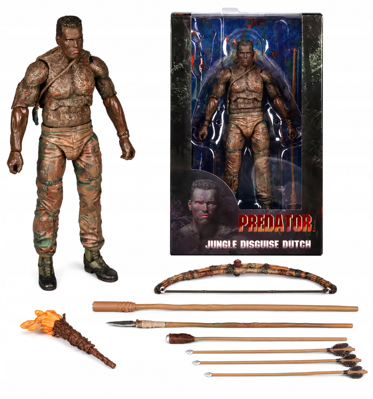 Figurka 19 Cm Predator Dutch Jungle Disguise Arnold Schwarzenegger Akc.