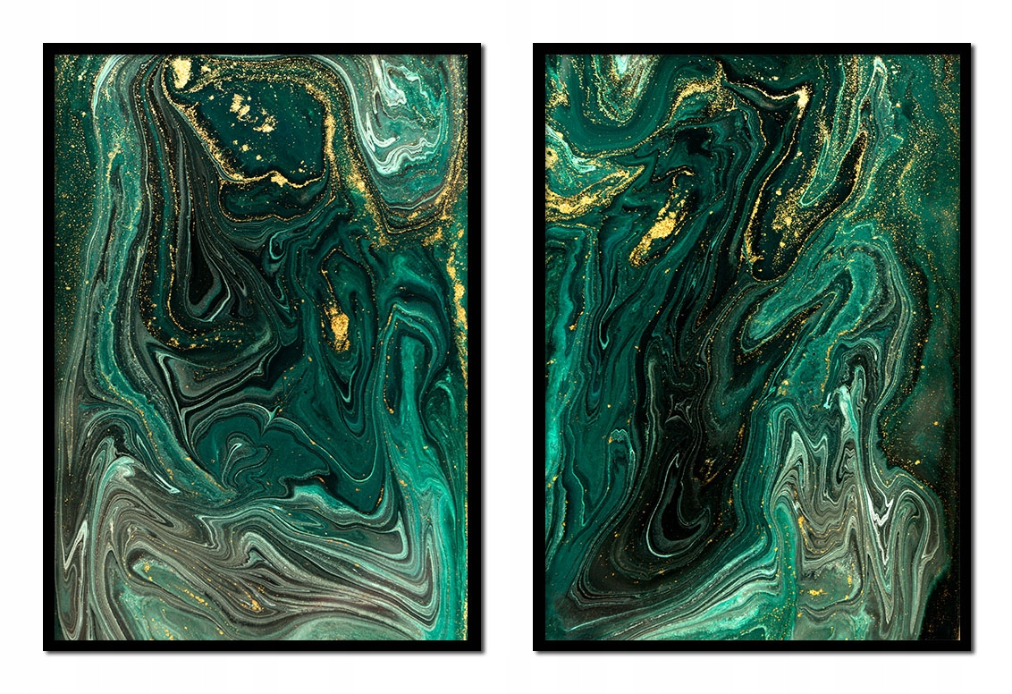 Obraz Plakáty V Rámu 53x73 cm Diptych Sada 2 obrazů Tmavý mramor P2028