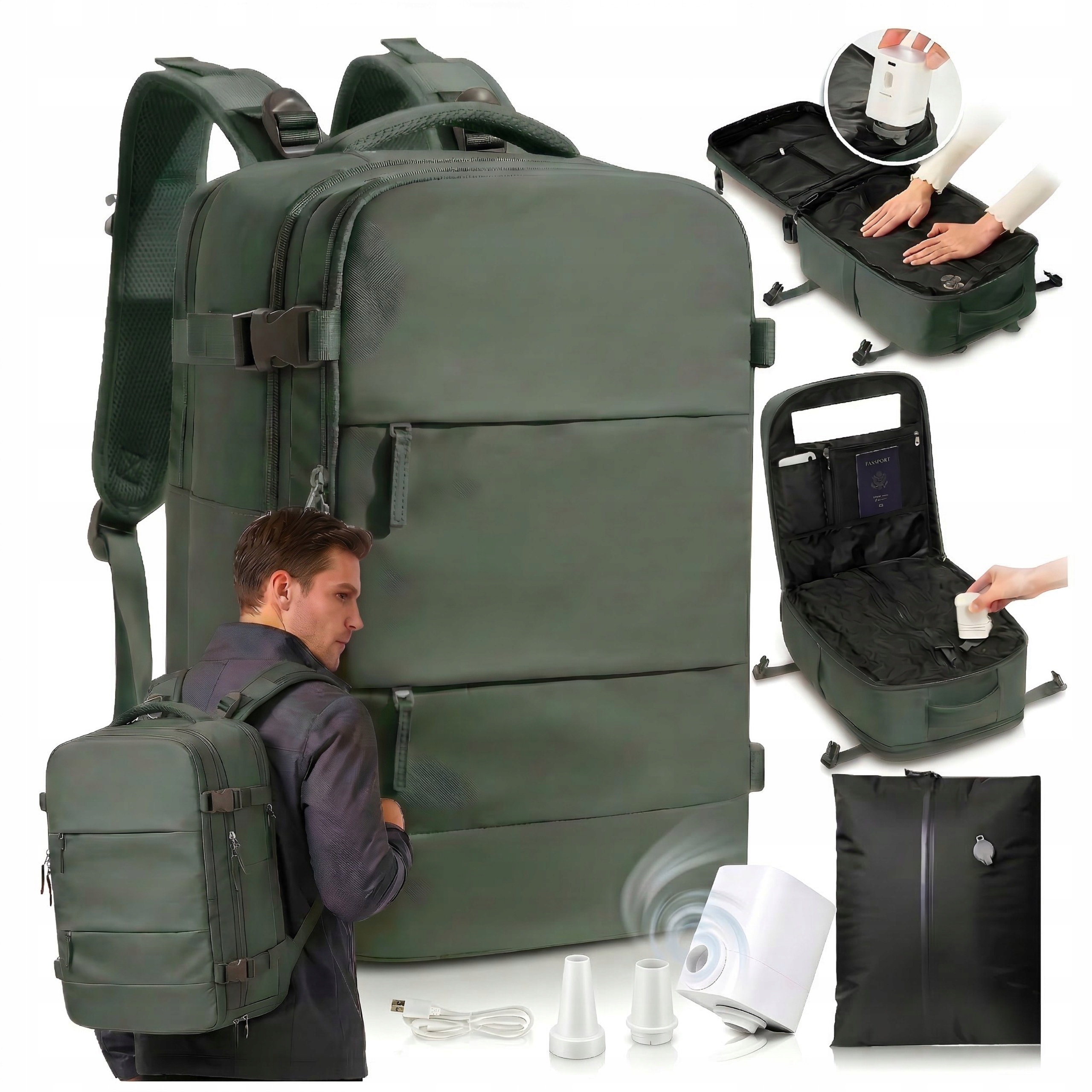 Batoh Kabinový Vakuový do letadla 40x30x20 Příruční zavazadlo pro Wizzair