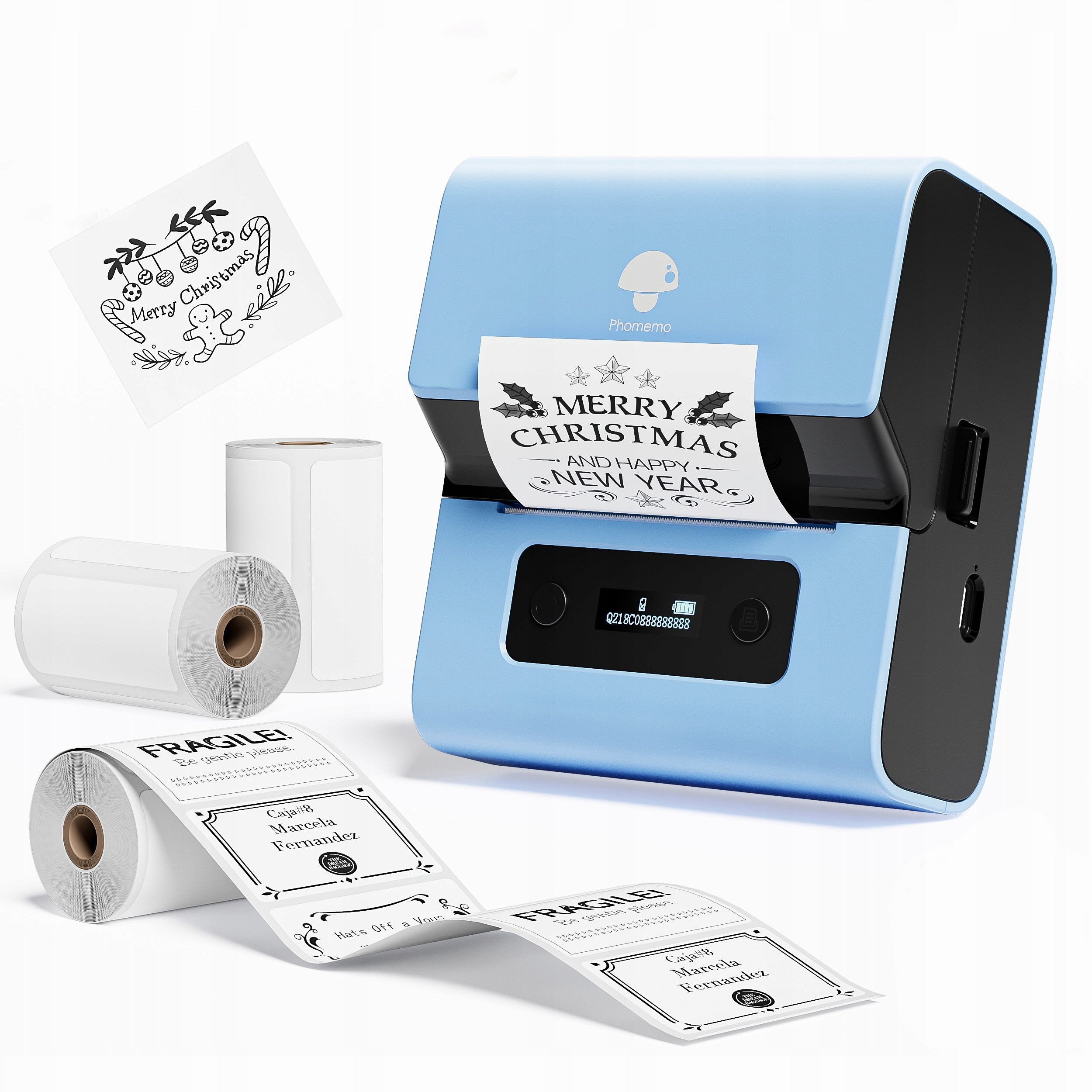 Phomemo Label Maker- With 3pcs Labels M221 Address Label Printer 3 Inch Waga produktu z opakowaniem jednostkowym 0.45 kg