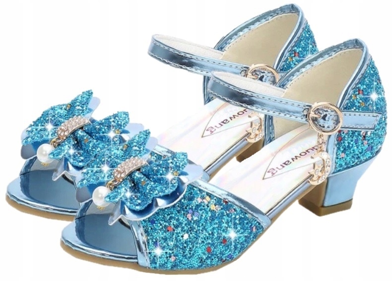 BUTY SANDAŁKI KSIĘŻNICZKI NA OBCASIE NIEBIESKIE 28