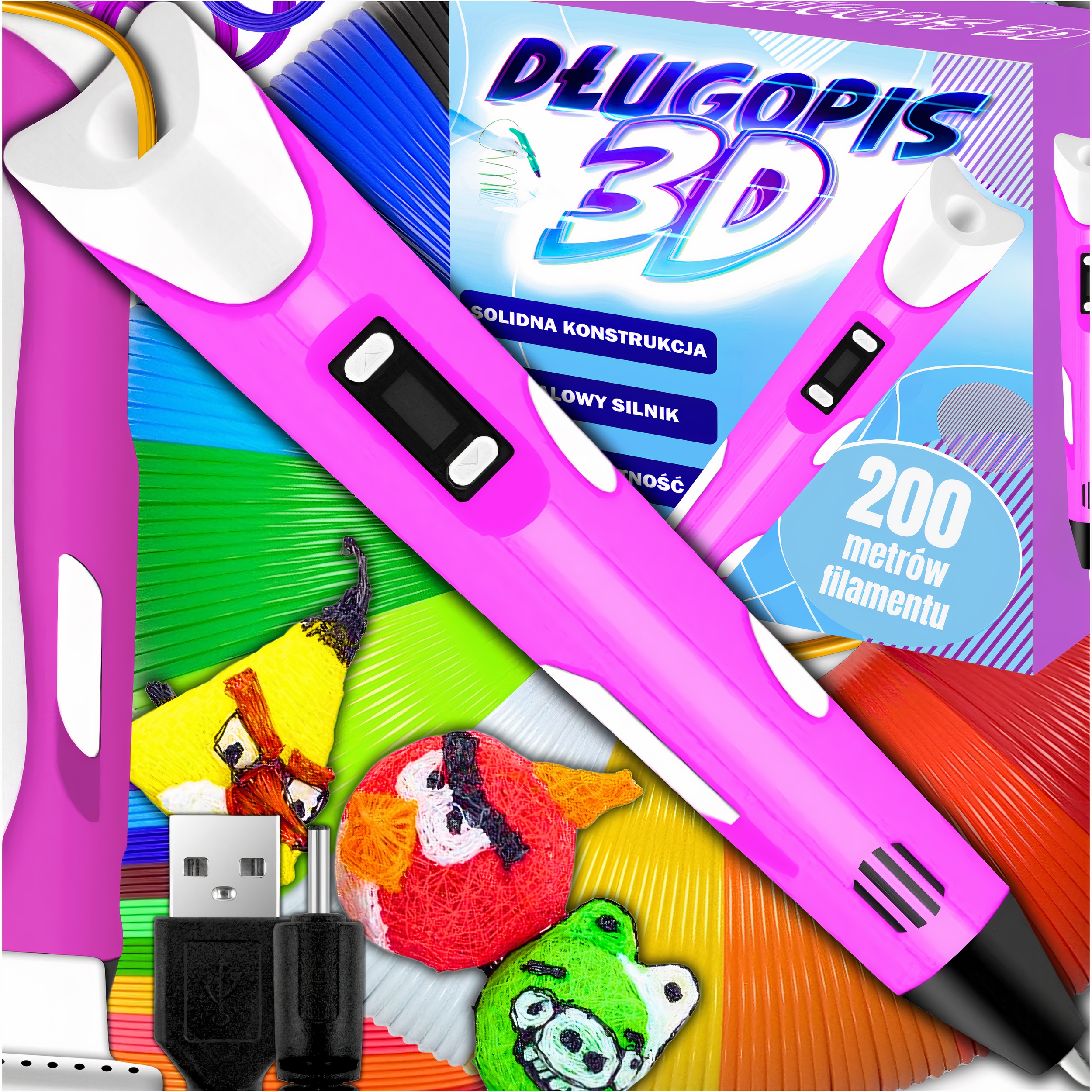 PERO 3D PRE DETI TLAČIAREŇ MAGICKÝ PEN SADA + NÁPLNE PLA 200 METROV