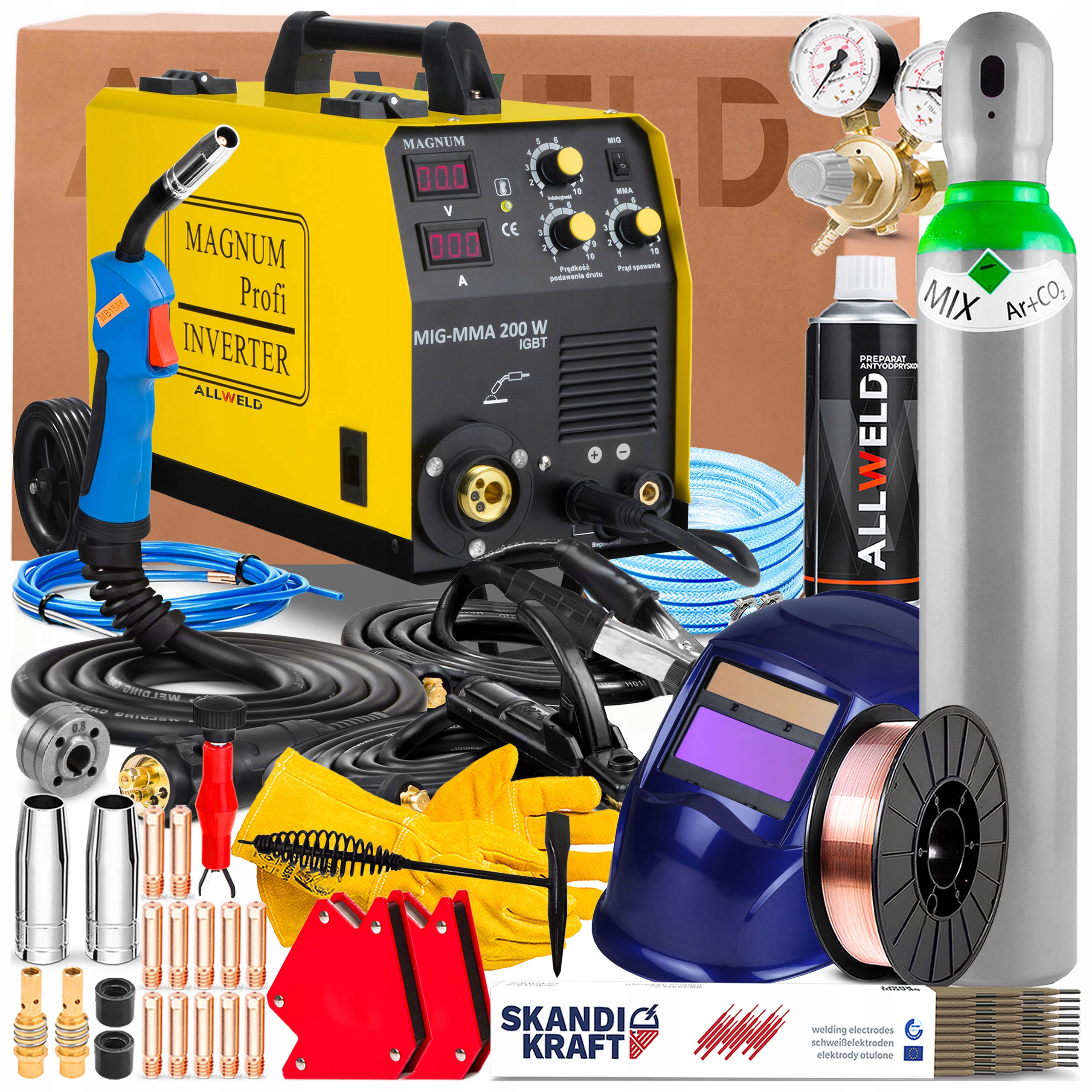 Spawarka Migomat Magnum Mig Mma 200W 230V 180A Flux Lutospawanie Eurozłącze