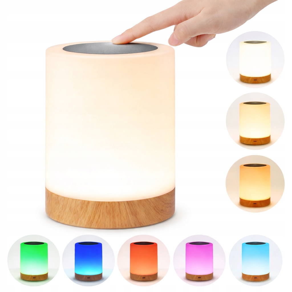 LAMPKA NOCNA DLA DZIECI, DO SYPIALNI, LAMPA ŚCIEMNIANA DOTYKOWO Z KOLOREM RGB