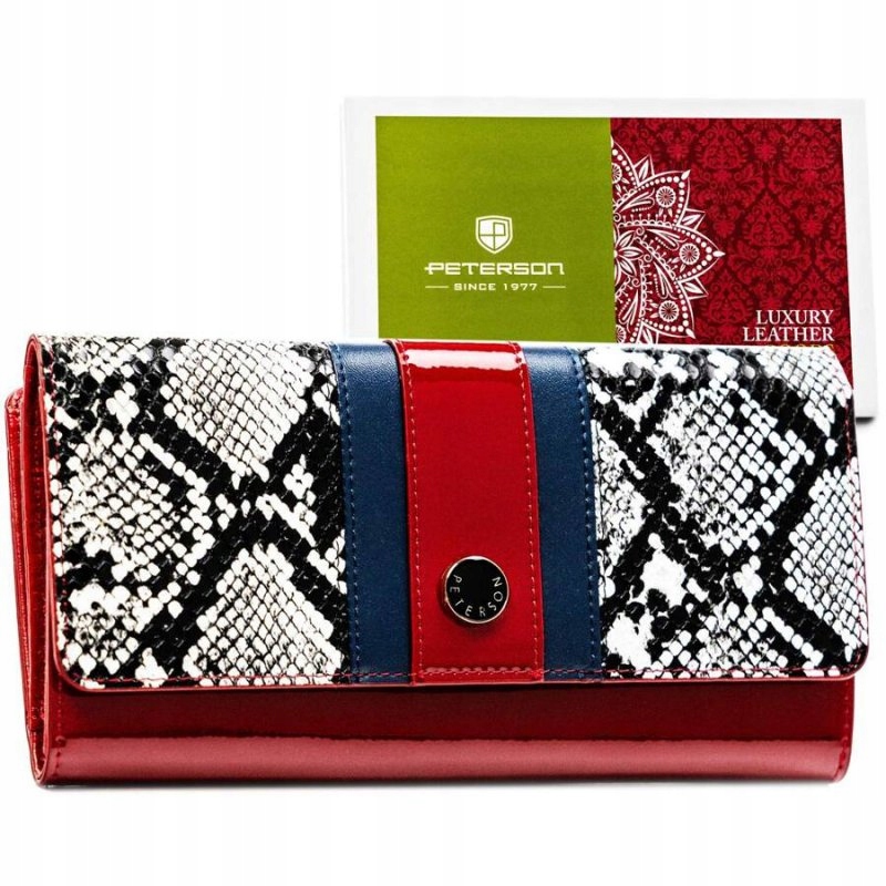 Dámská velká horizontální peněženka na patent, ochrana Rfid, kožená Peterson