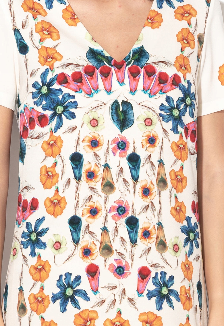 DESIGUAL ŚMIETANOWA PROSTA SUKIENKA PRINT (36) Rozmiar 36